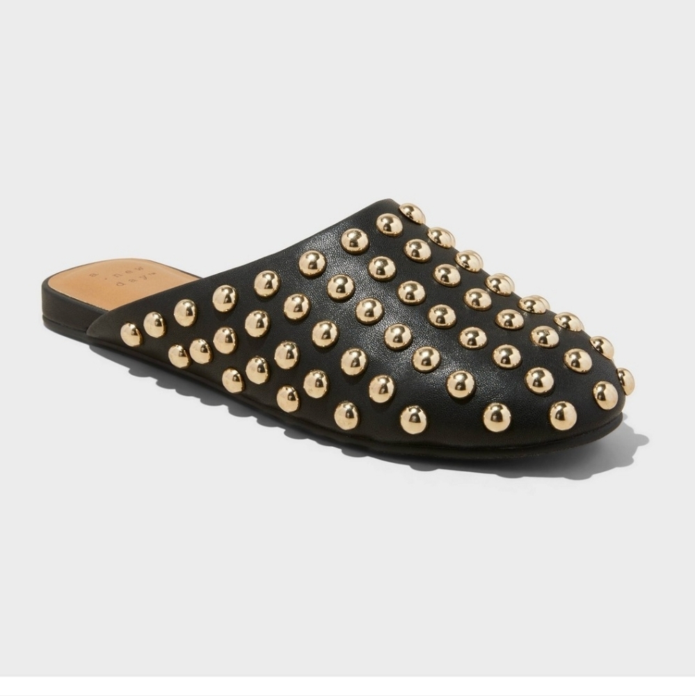 a. new day Black Studded Mules Size 8